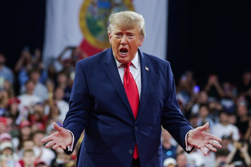 U.S. President Donald Trump gestures