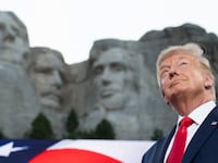 TOPSHOT - US President Donald Trump arrives for the Independence Day events at Mount Rushmore National Memorial in Keystone, South Dakota, July 3, 2020. (Photo by SAUL LOEB / AFP) (Photo by SAUL LOEB/AFP via Getty Images)