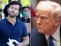 Adam Schleifer and Donald Trump split image