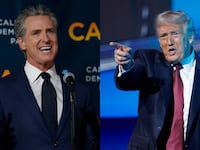 Split of Gavin Newsom and Donald Trump.