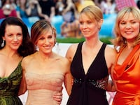 Actresses (L-R) Kristin Davis, Sarah Jessica Parker, Cynthia Nixon and Kim Cattrall arrive for the German premiere of “Sex And The City: The Movie” at a cinema in Berlin May 15, 2008.