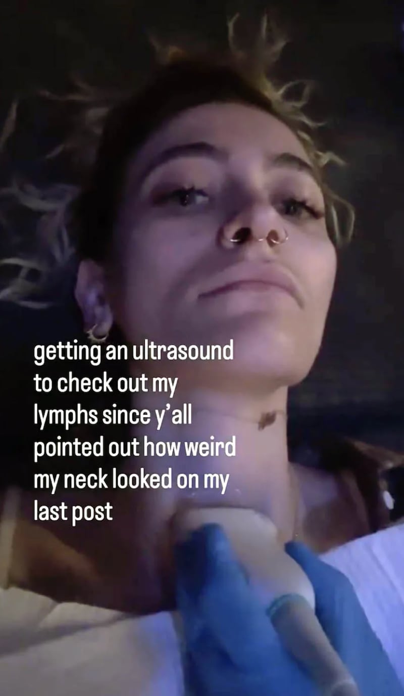 Paris Jackson posted a picture on Instagram of herself getting an ultrasound on her neck after fans raised concerns over her health.