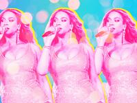 A photo illustration showing Beyonce performing onstage