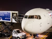 Delta Airlines Boeing 767-400 aircraft seen at Hartsfield-Jackson Atlanta International Airport