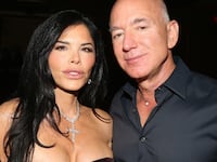 Lauren Sanchez and Jeff Bezos attend the opening night of "Sunset BLVD" at St James Theater on October 20, 2024 in New York City.
