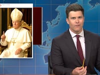 Colin Jost talking about Pope Trump