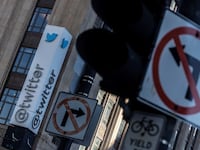 A sign outside Twitter headquarters