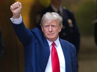 Former U.S. President Donald Trump leaves Trump Tower.