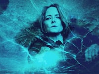 An illustration including a photo of Jodie Foster in True Detective Night Country on HBO