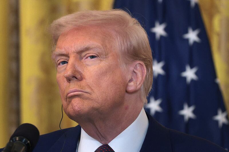 WASHINGTON, DC - FEBRUARY 13: U.S. President Donald Trump listens as Indian Prime Minister Narendra Modi speaks during a joint press conference in the East Room at the White House on February 13, 2025 in Washington, DC. Prime Minister Modi is meeting with President Trump to discuss tariffs and trade relations in the wake of President Trump’s announcement on implementing reciprocal tariffs. (Photo by Alex Wong/Getty Images)