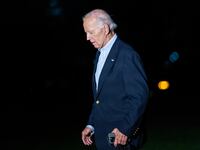 WASHINGTON, DC - SEPTEMBER 02: U.S. President Joe Biden walks across the South Lawn while returning to the White House on September 2, 2024 in Washington, DC. President Biden attended a joint campaign appearance with Vice President Kamala Harris on Monday in Pittsburgh. (Photo by Nathan Howard/Getty Images)