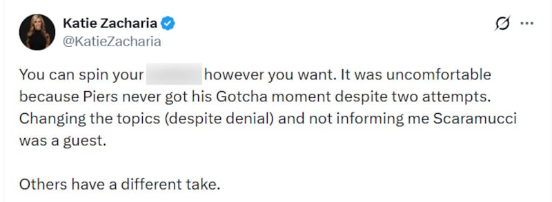 Zacharia accused Morgan of chasing a gotcha moment.