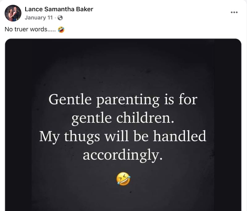 Samantha Baker Facebook post, January 2026.