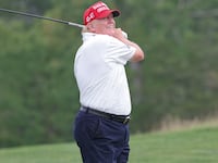 President Joe Biden mocked Donald Trump’s boasts about winning trophies at his own golf club in West Palm Beach, Florida.