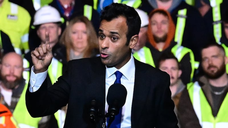 Trump-endorsed Republican gubernatorial candidate Vivek Ramaswamy speaks on the U.S. economy at Midwest Terminals, Ironville Rail and Transfer, in Toledo, Ohio, United States, on January 22, 2026.