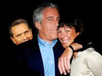 Ghislaine Maxwell and Jeffrey Epstein with Todd Blanche peaked out from behind them