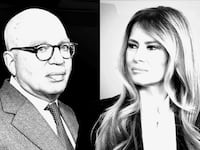 Michael Wolff and Melania Trump. illo illustration