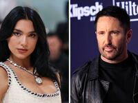 A picture of Dua Lipa next to a picture of Trent Reznor.