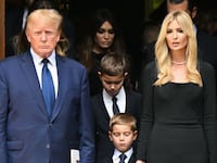 Former U.S. President Donald Trump and Ivanka Trump at the funeral of Ivana Trump.