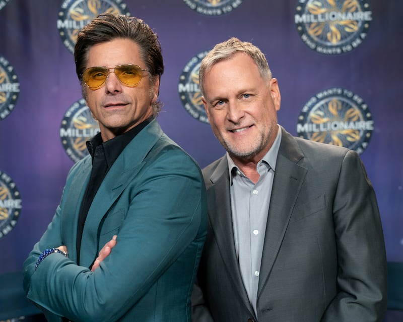 John Stamos and Dave Coulier on "Who Wants To Be A Millionaire" in 2024.