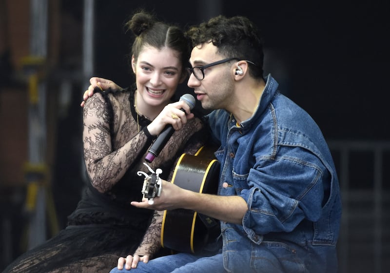 Lorde (L) and Jack Antonoff perform during the 2017 Outside Lands Music and Arts Festival