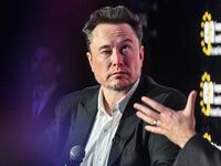 KRAKOW, POLAND - JANUARY 22: SpaceX, X (formerly known as Twitter), and Tesla CEO Elon Musk speaks during live interview with Ben Shapiro at the symposium on fighting antisemitism on January 22, 2024 in Krakow, Poland. The symposium on anti-semitism, organized by the European Jewish Association, was held ahead of international Holocaust remembrance day on January 27. (Photo by Omar Marques/Getty Images)