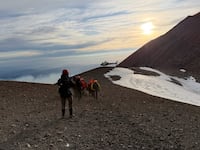 Rescue team on mountain.