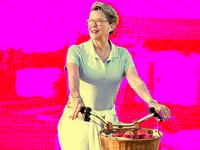 A photo illustration of Annette Bening in Apples Never Fall.