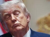 President Donald Trump listens to members of his Cabinet speak during a meeting in the Cabinet Room of the White House on May 27, 2026 in Washington, DC.