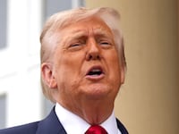 President Donald Trump speaks with the media before a bilateral meeting with Britain's Prime Minister Keir Starmer at the Trump Turnberry Golf Courses, in Turnberry south west Scotland on July 28, 2025.