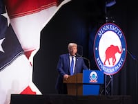Republican presidential candidate former President Donald Trump speaks at the annual Lincoln Reagan Dinner hosted by the Minnesota Republican party on May 17, 2024 in St. Paul, Minnesota.