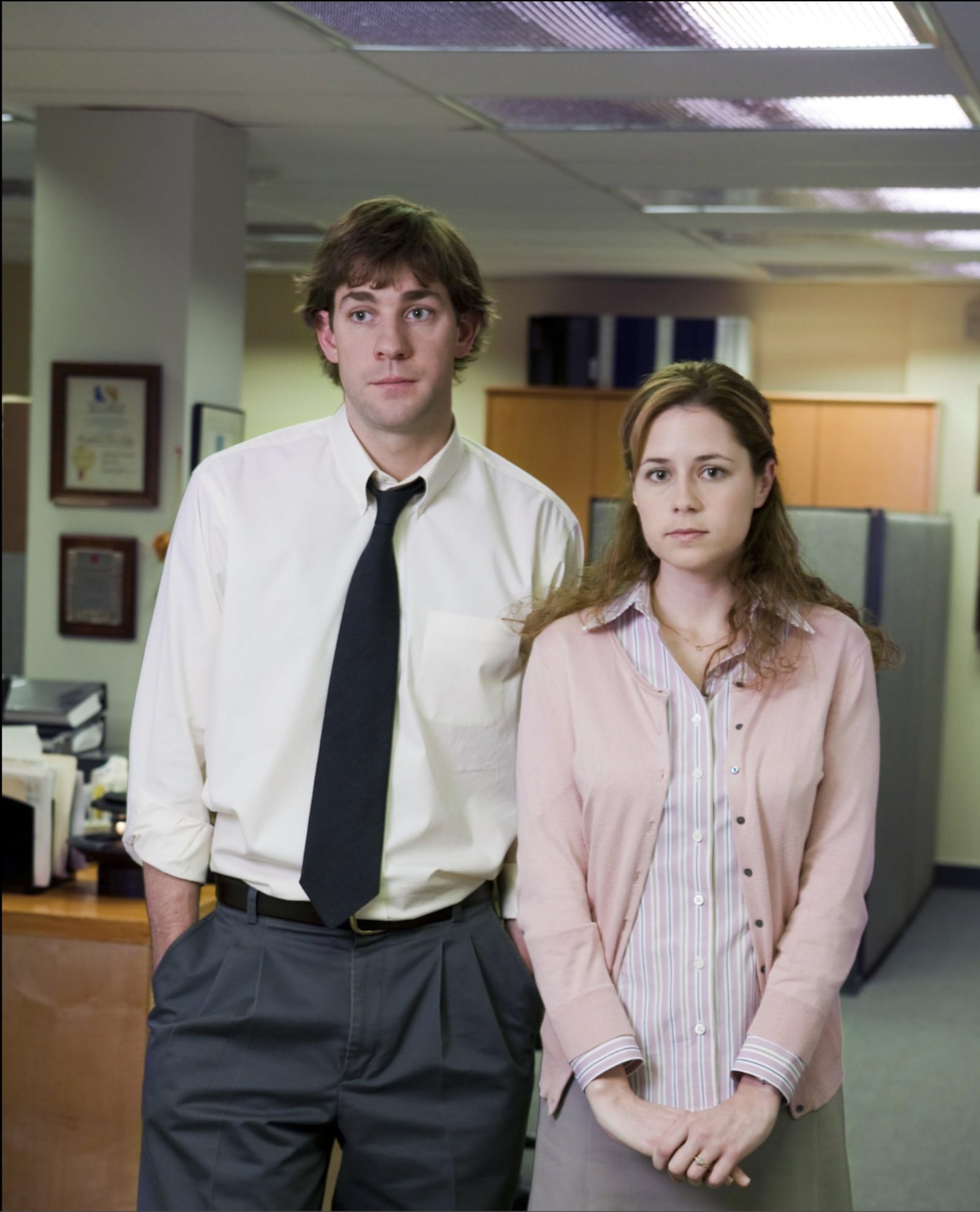 Fischer played Pam Beesly in 'The Office'. Pictured with John Krasinski.