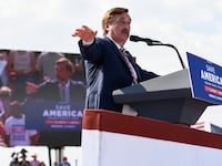 My Pillow CEO Mike Lindell speaks at the Save America Rally in Mendon, Illinois, U.S. June 25, 2022.