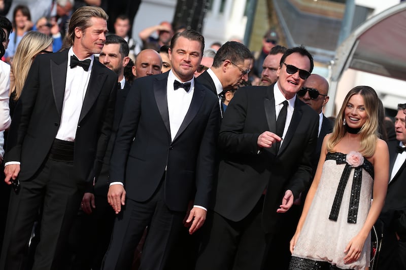 Brad Pitt, Leonardo DiCaprio, Quentin Tarantino and Margot Robbie attend the screening of "Once Upon A Time In Hollywood" 2019