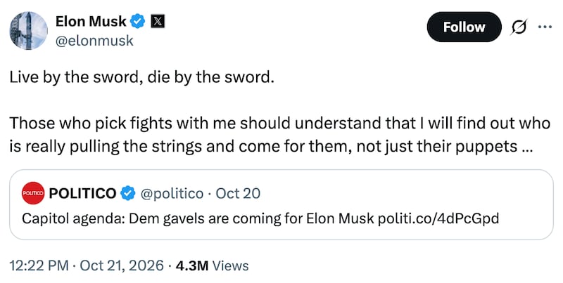 Elon Musk on X