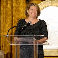 Sally Buzbee speaks onstage during the IWMF Courage in Journalism Awards.