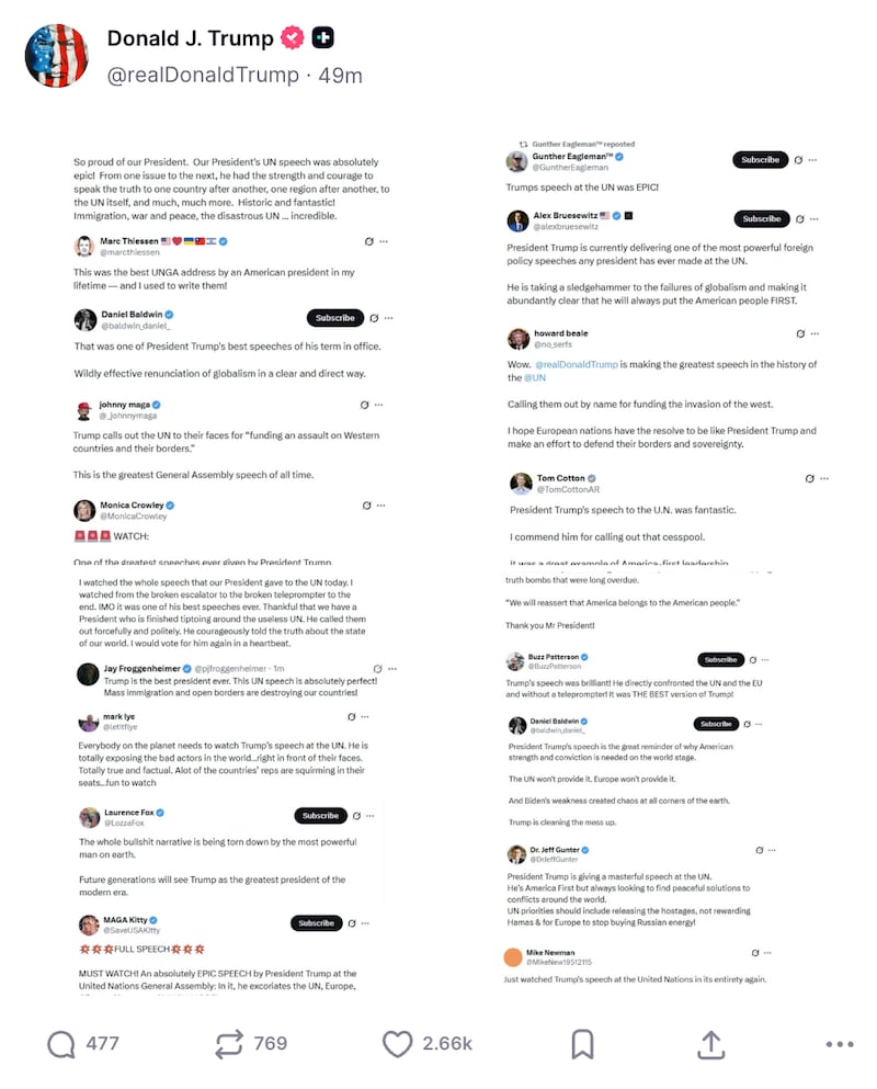 Trump Truth Social Post