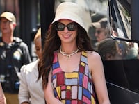 Anne Hathaway is seen on the set of 'The Devil Wears Prada 2' in Chelsea on July 21, 2025 in New York City