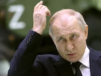 Vladimir Putin meets with workers at the Obukhov State Plant in St. Petersburg, Russia.