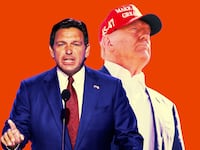 Ron DeSantis and Donald J. Trump in a photo illustration.