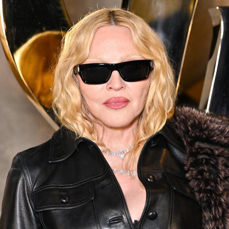 Madonna attends the Saint Laurent Womenswear Spring/Summer 2026 show at Paris Fashion Week on September 29, 2025, in Paris, France.