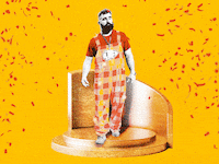 Photo illustrative gif of Jason Kelce on a podium with red confetti