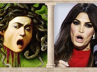 Medusa by Caravaggio and Kimberly Guillfoyle at the 2024 Republican National Convention