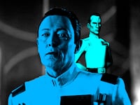 A photo illustration showing Admiral Thrawn from Ahsoka and Star Wars Rebels