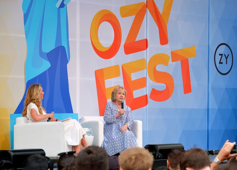 NEW YORK, NY - JULY 21: Hillary Clinton speaks onstage during OZY Fest 2018 at Rumsey Playfield, Central Park on July 21, 2018 in New York City. (Photo by Matthew Eisman/Getty Images for Ozy Media)