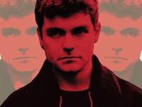 A photo illustration showing Nick Fuentes.