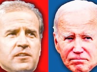 Joe Biden, young and old split image