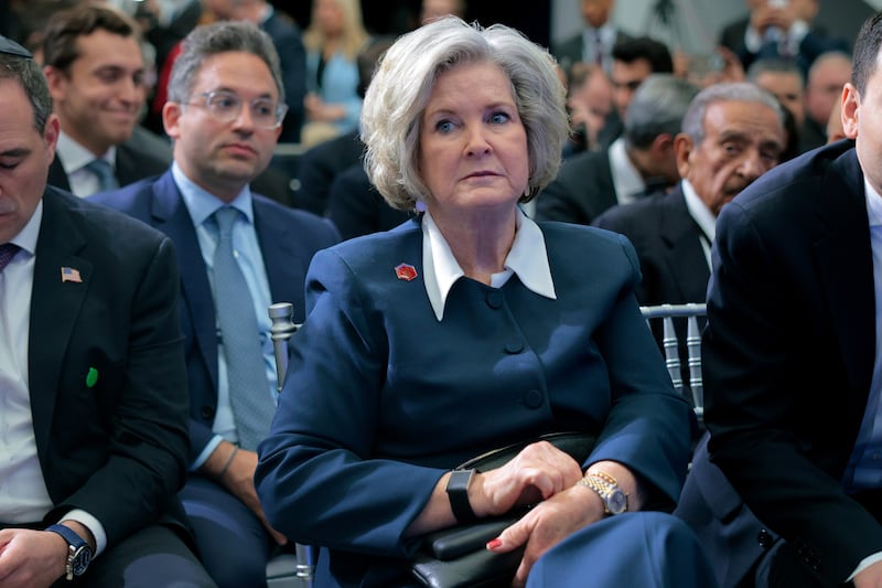 WASHINGTON, DC - FEBRUARY 19: White House Chief of Staff Susie Wiles attends the inaugural meeting of the Board of Peace at the Donald J. Trump Institute of Peace on February 19, 2026 in Washington, DC. Assembled to raise money for the rebuilding and stabilization of Gaza, Trump's Board of Peace was formally established on the sidelines of World Economic Forum in January of 2026. (Photo by Chip Somodevilla/Getty Images)