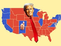 A photo illustration of President-elect Donald Trump and the election map.