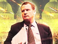 A photo illustration of Mike Davis and the Capitol building.